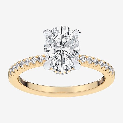 Modern Bride (g-h / Si1-si2 Womens 4 1/4 Ct. T.w. Lab Grown White Diamond 14k Gold Oval Side Stone Engagement Rin In Yellow