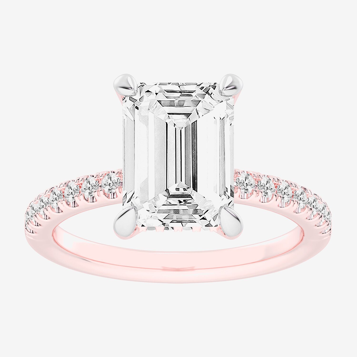 G-H / Si1-Si2 Womens 4 1/4 CT. T.W. Lab Grown White Diamond 14K Gold Side Stone Engagement Ring