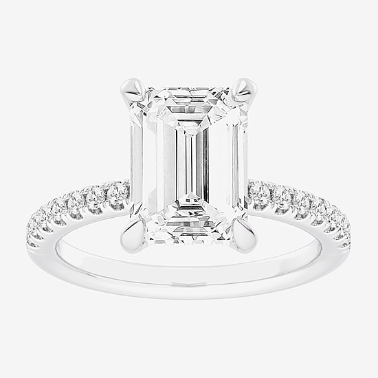 (G-H / Si1-Si2 Womens 4 1/4 CT. T.W. Lab Grown White Diamond 14K Gold Side Stone Engagement Ring