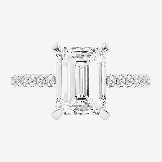 (G-H / Si1-Si2 Womens 4 1/4 CT. T.W. Lab Grown White Diamond 14K Gold Side Stone Engagement Ring