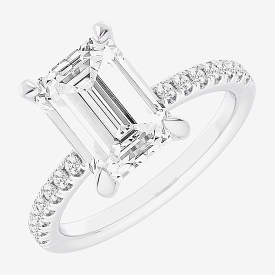 (G-H / Si1-Si2 Womens 4 1/4 CT. T.W. Lab Grown White Diamond 14K Gold Side Stone Engagement Ring