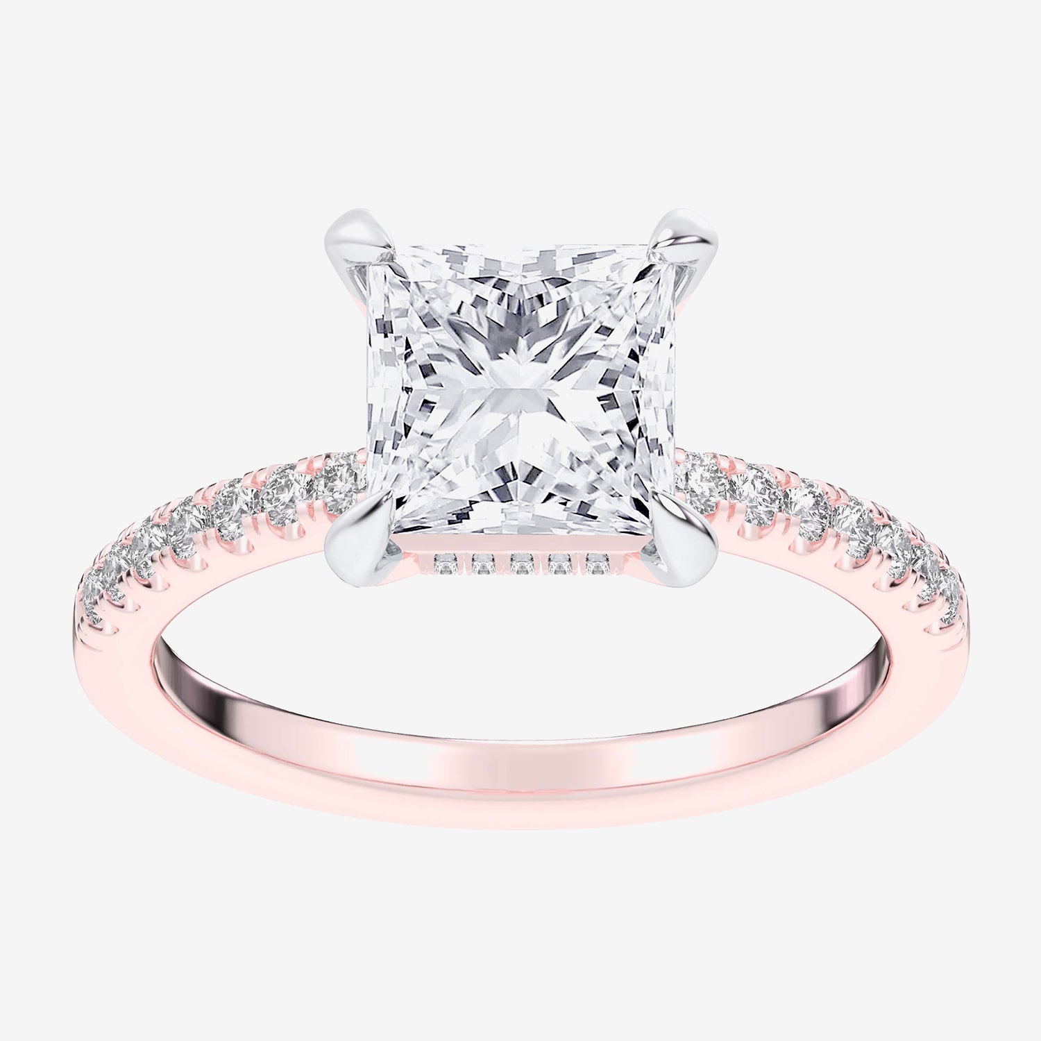 (G-H / Si1-Si2 Womens 4 1/4 CT. T.W. Lab Grown White Diamond 14K Gold Side Stone Engagement Ring