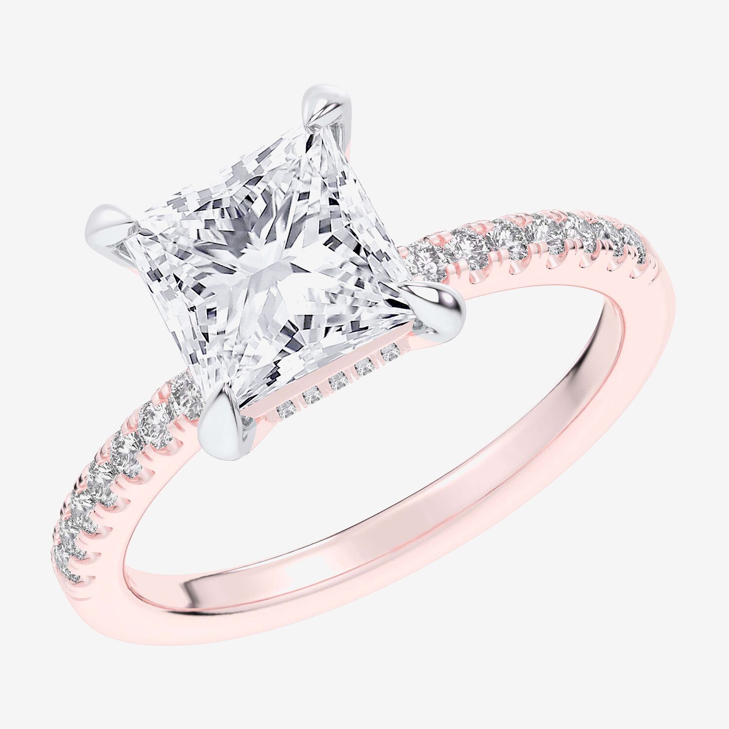 (G-H / Si1-Si2 Womens 4 1/4 CT. T.W. Lab Grown White Diamond 14K Gold Side Stone Engagement Ring