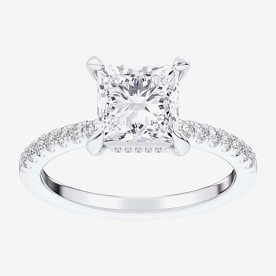 (G-H / Si1-Si2 Womens 4 1/4 CT. T.W. Lab Grown White Diamond 14K Gold Side Stone Engagement Ring