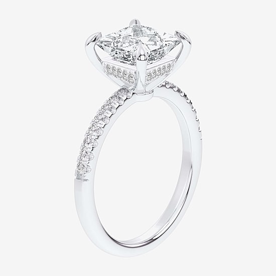 (G-H / Si1-Si2 Womens 4 1/4 CT. T.W. Lab Grown White Diamond 14K Gold Side Stone Engagement Ring