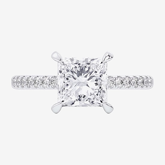 (G-H / Si1-Si2 Womens 4 1/4 CT. T.W. Lab Grown White Diamond 14K Gold Side Stone Engagement Ring