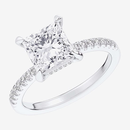 (G-H / Si1-Si2 Womens 4 1/4 CT. T.W. Lab Grown White Diamond 14K Gold Side Stone Engagement Ring