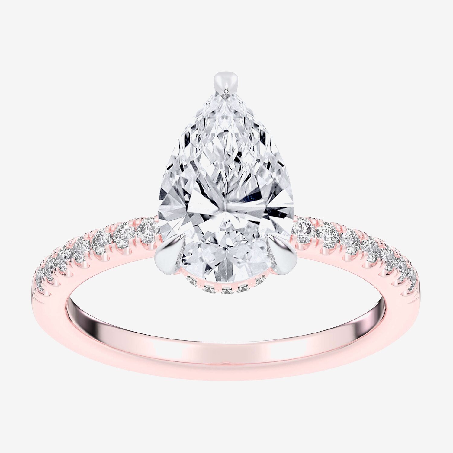 (G-H / Si1-Si2 Womens 4 1/4 CT. T.W. Lab Grown White Diamond 14K Gold Pear Side Stone Engagement Ring