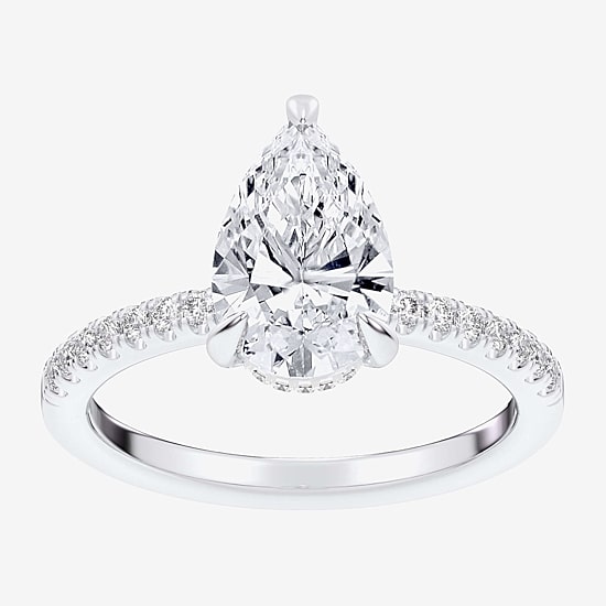 (G-H / Si1-Si2 Womens 4 1/4 CT. T.W. Lab Grown White Diamond 14K Gold Pear Side Stone Engagement Ring