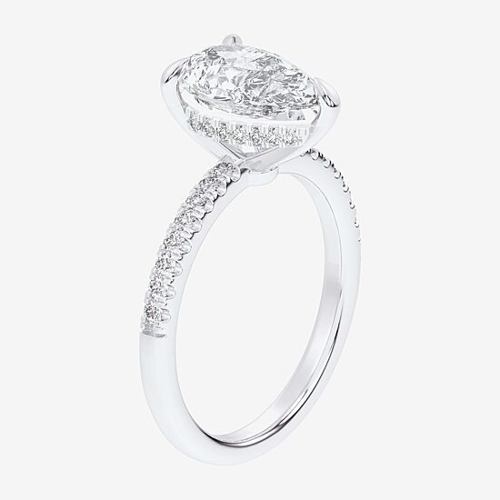 (G-H / Si1-Si2 Womens 4 1/4 CT. T.W. Lab Grown White Diamond 14K Gold Pear Side Stone Engagement Ring