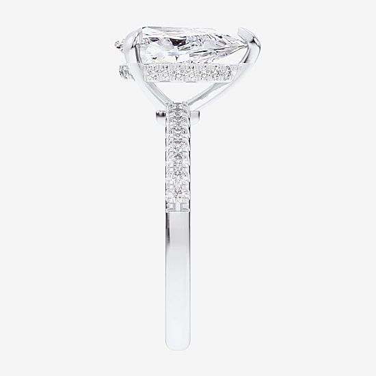(G-H / Si1-Si2 Womens 4 1/4 CT. T.W. Lab Grown White Diamond 14K Gold Pear Side Stone Engagement Ring