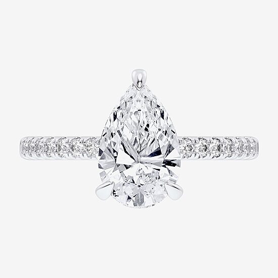 (G-H / Si1-Si2 Womens 4 1/4 CT. T.W. Lab Grown White Diamond 14K Gold Pear Side Stone Engagement Ring