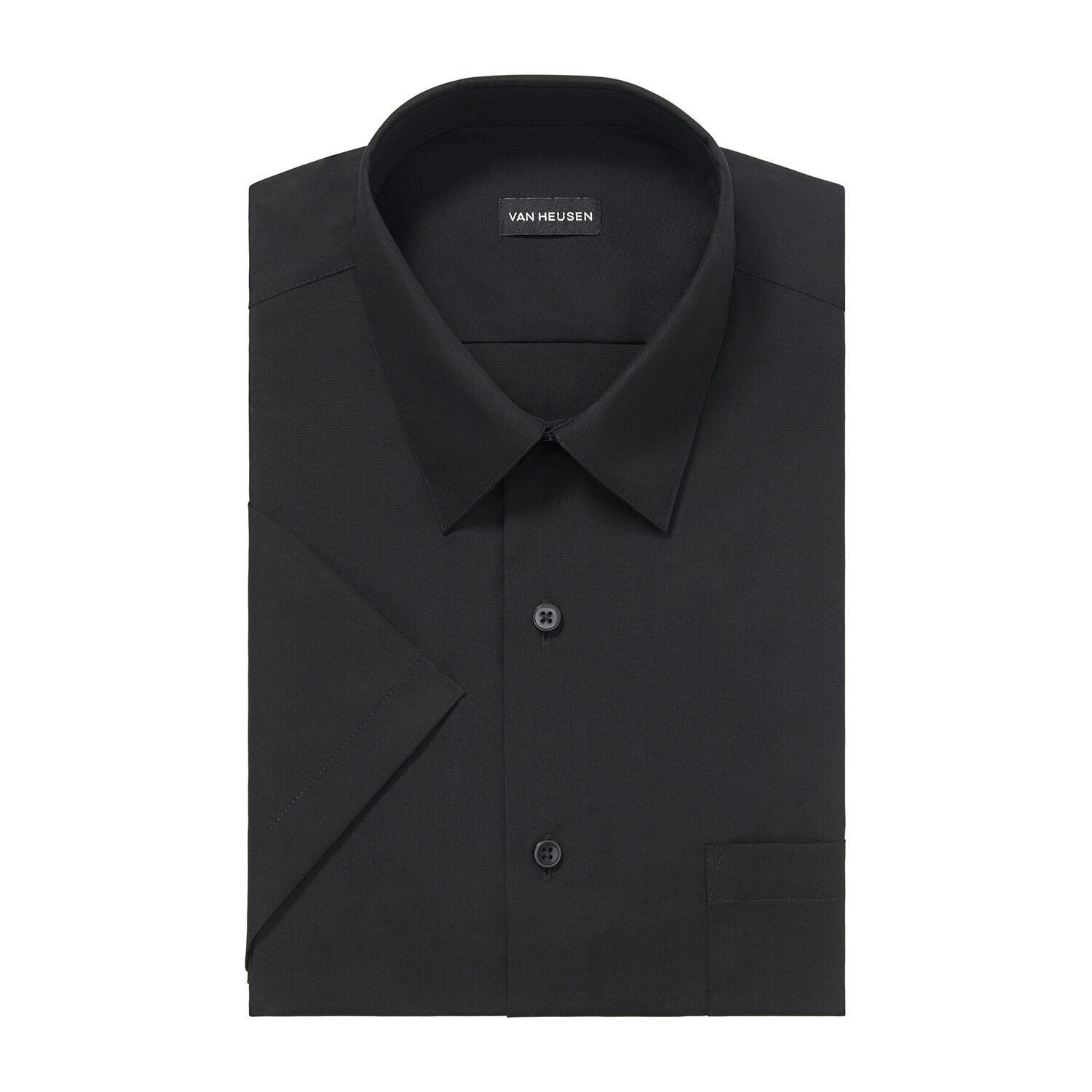 Van Heusen Poplin Mens Regular Fit Easy Care Wrinkle Free Short Sleeve Dress Shirt