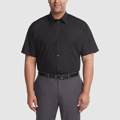 Van Heusen Big & Tall Mens Regular Fit Easy Care Short Sleeve Dress Shirt, 20, Black