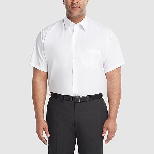 Van Heusen Big & Tall Mens Regular Fit Easy Care Short Sleeve Dress Shirt, 20, White