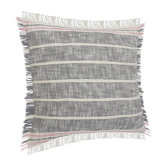 LR Home Rose Stripe Square Throw Pillow