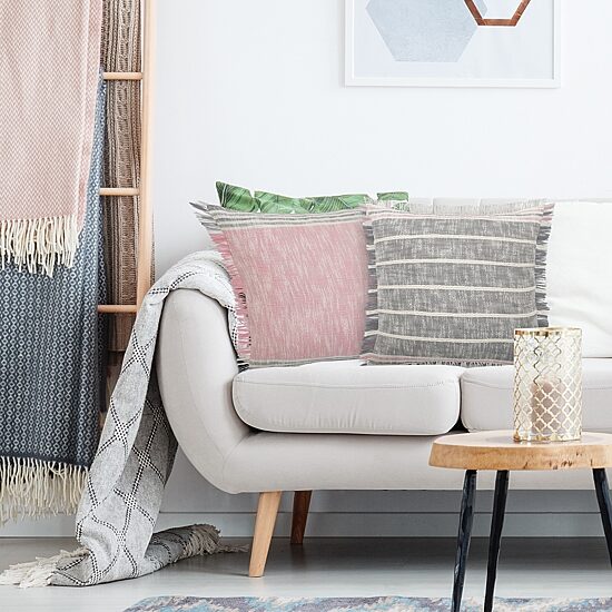 LR Home Rose Stripe Square Throw Pillow