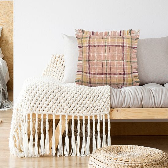 LR Home Astra Plaid Square Throw Pillow