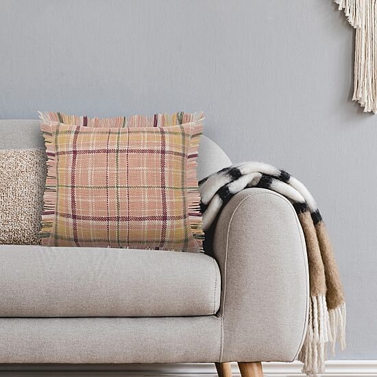 LR Home Astra Plaid Square Throw Pillow