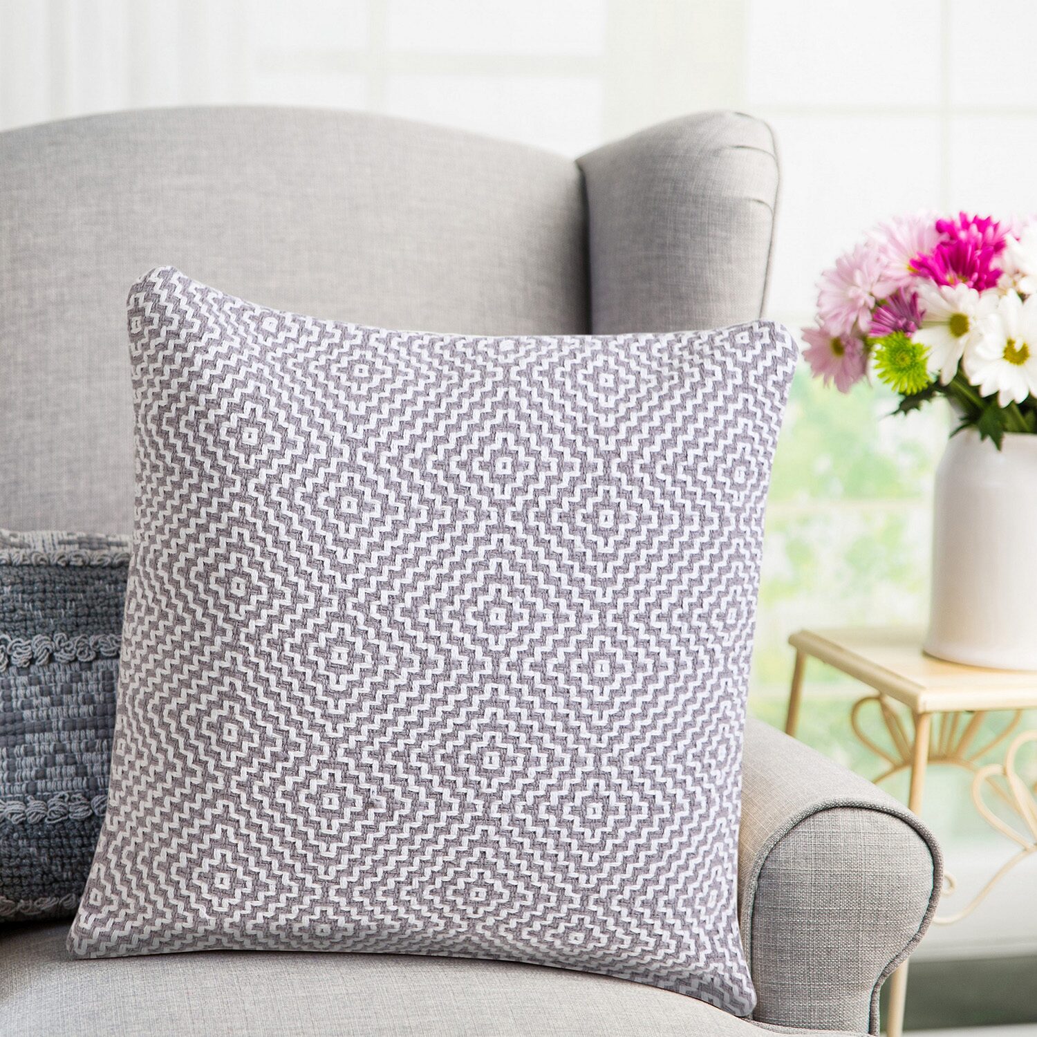 LR Home Rase Geometric Square Throw Pillow