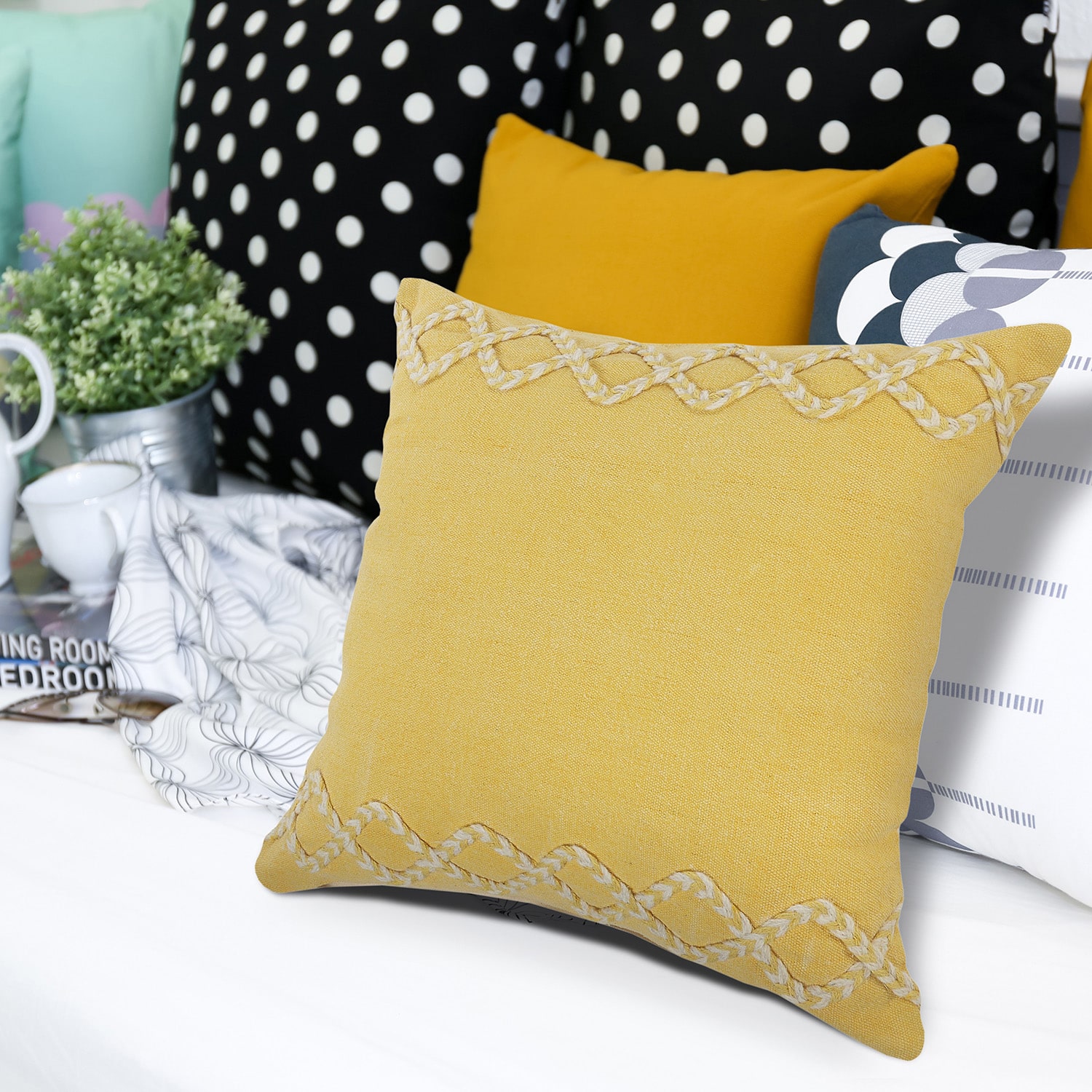 LR Home Cabo Geometric Square Throw Pillow