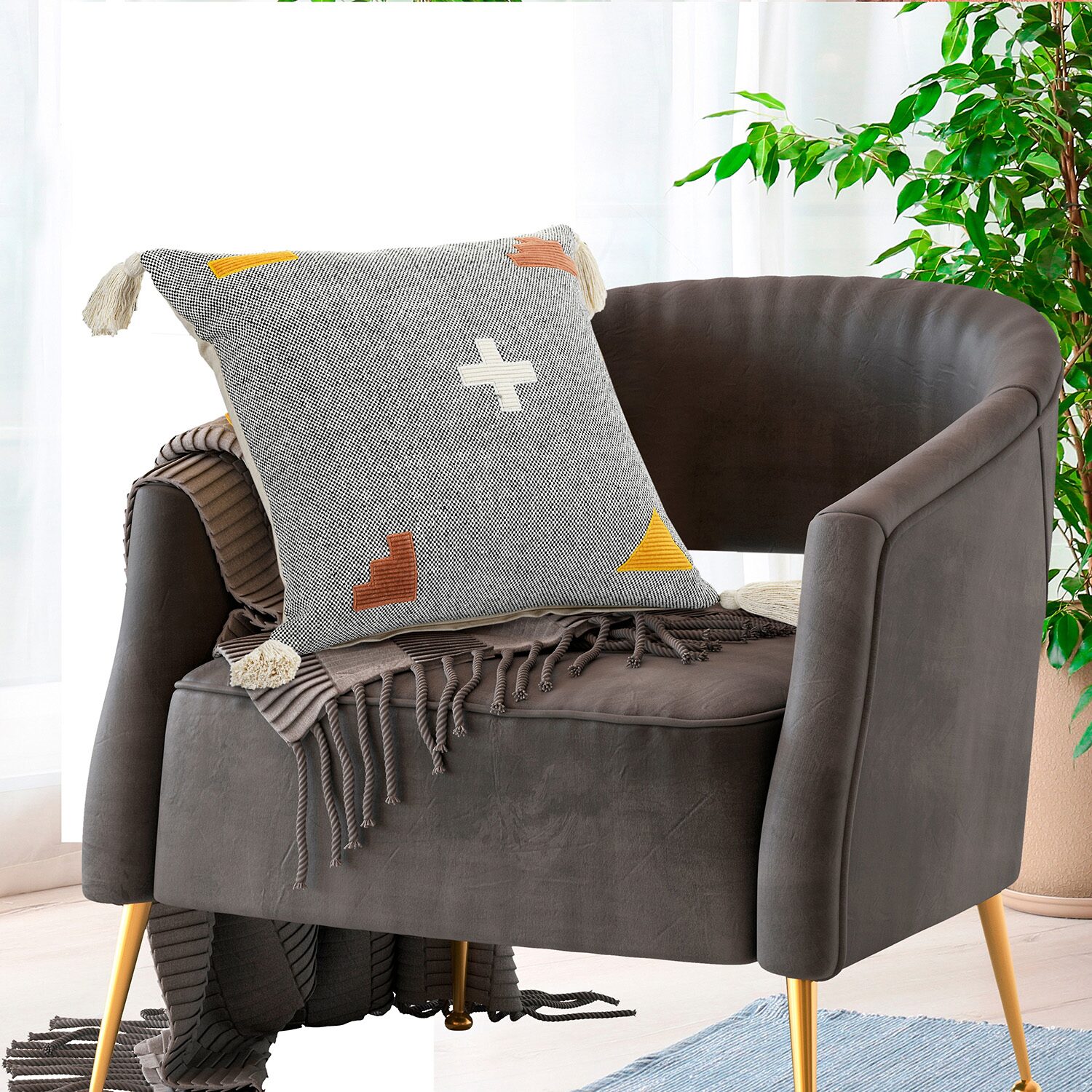 LR Home Sin Geometric Square Throw Pillow