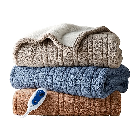 True North By Sleep Philosophy Marbled Sherpa Heated Washable Electric Midweight Throw