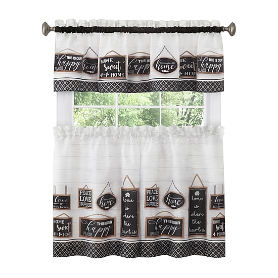 Achim Modern Farmhouse 3-pc. Rod Pocket Kitchen Curtains & Drapes Window Set