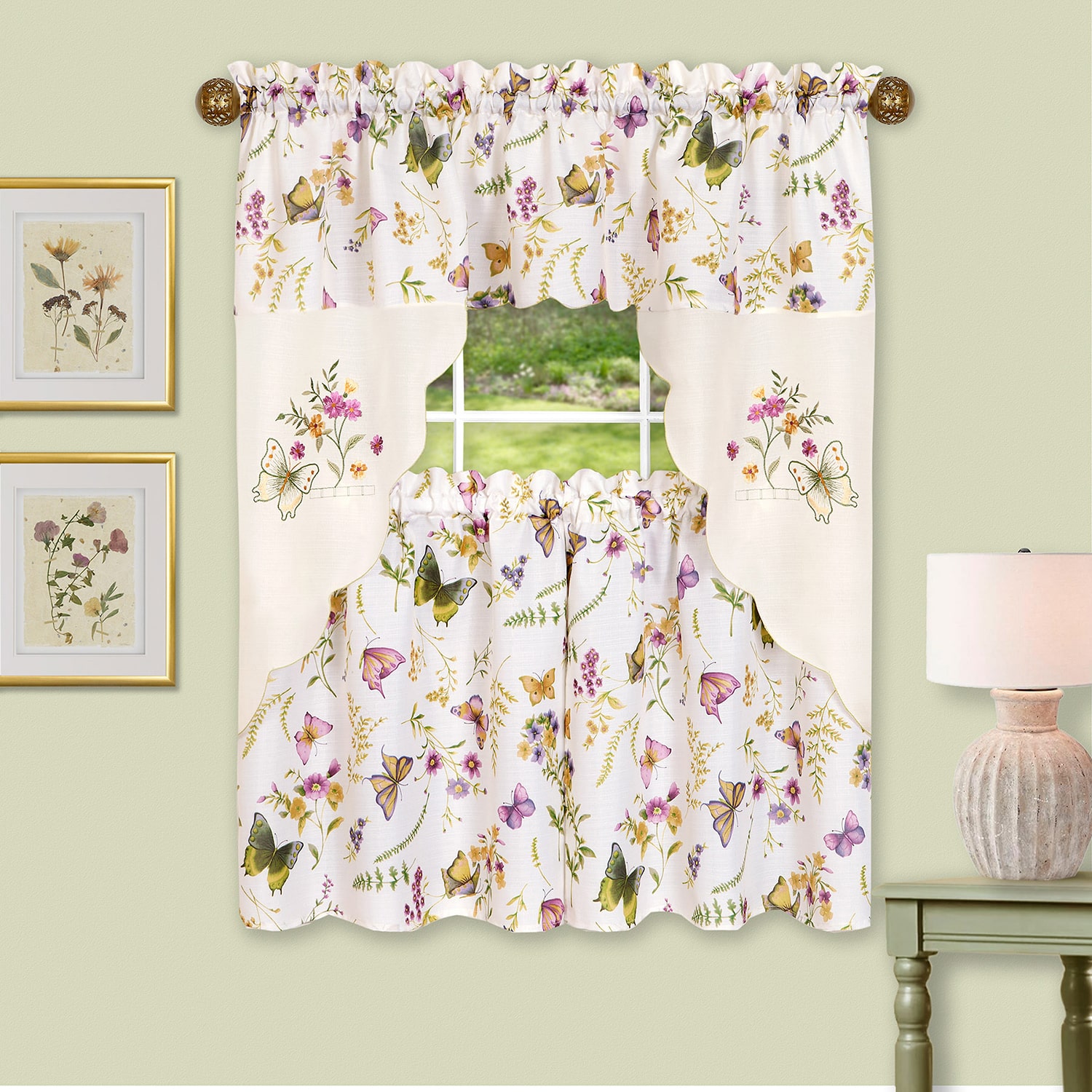 Achim Enchanted 3-pc. Rod Pocket Kitchen Curtains & Drapes Window Set