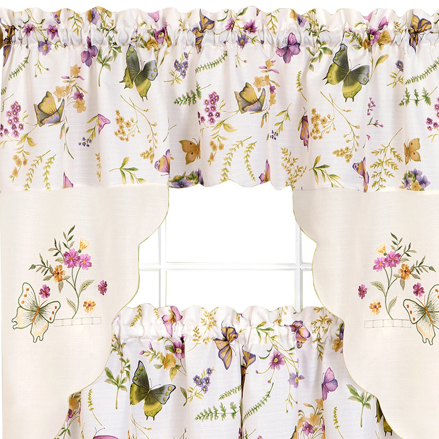Achim Enchanted 3-pc. Rod Pocket Kitchen Curtains & Drapes Window Set