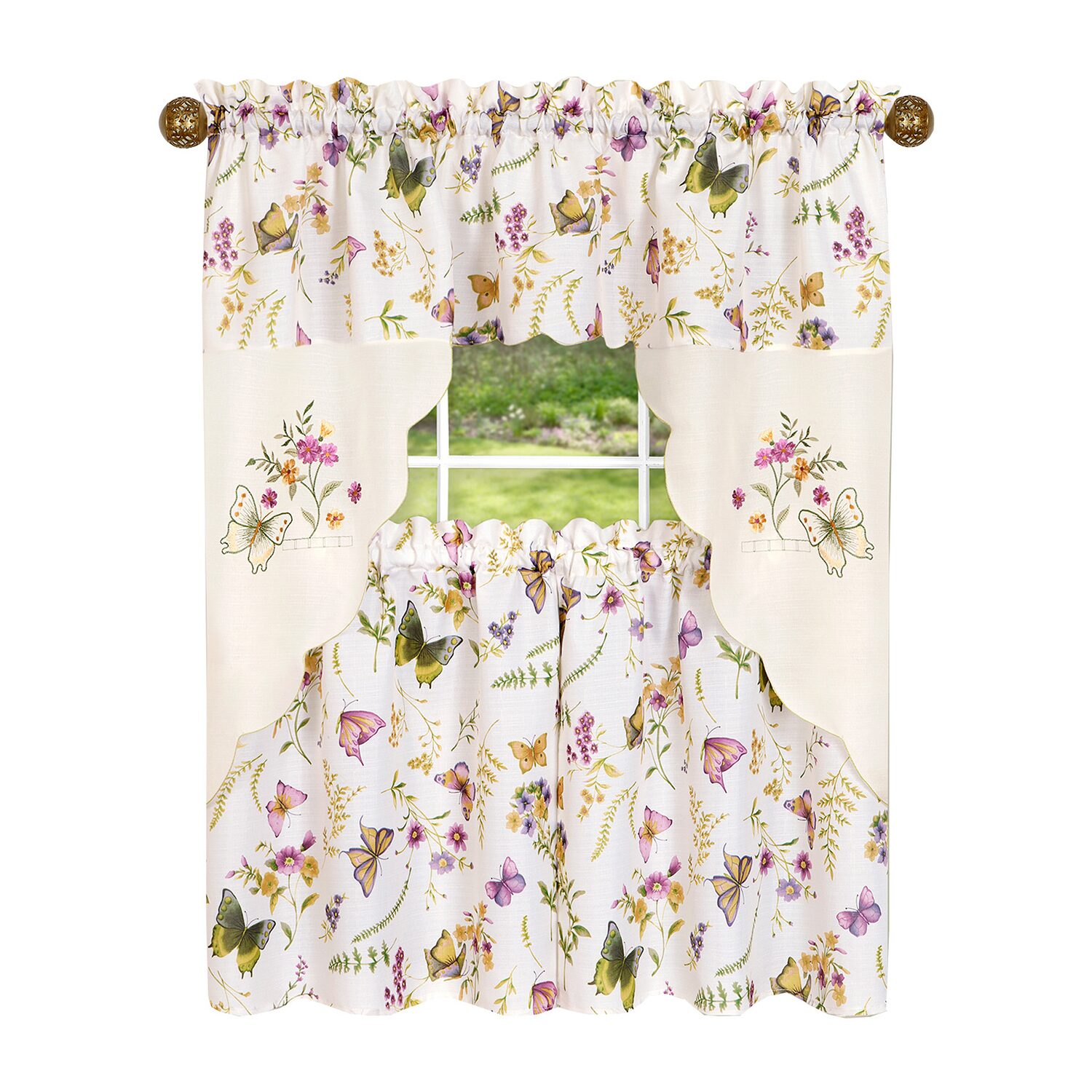 Achim Enchanted 3-pc. Rod Pocket Kitchen Curtains & Drapes Window Set
