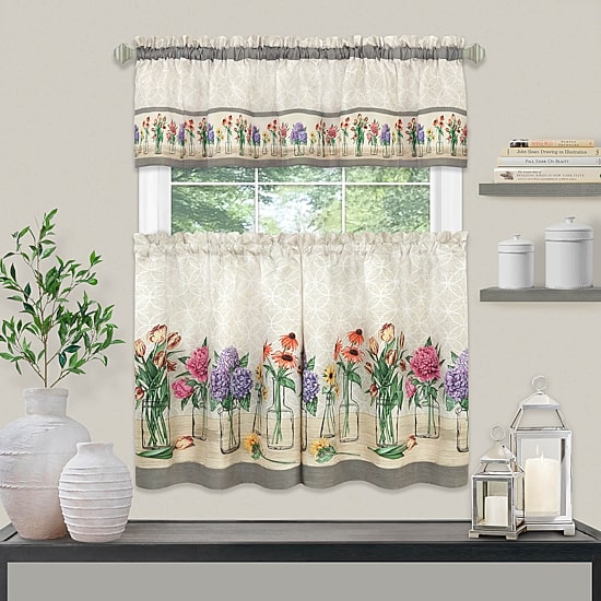 Achim Garden Blooms 3-pc. Rod Pocket Kitchen Curtains & Drapes Window Set