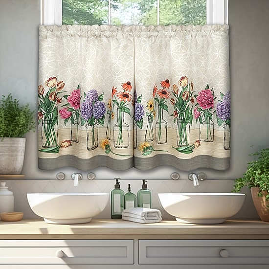 Achim Garden Blooms 3-pc. Rod Pocket Kitchen Curtains & Drapes Window Set