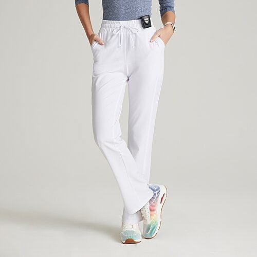 Skechers Skp623 Gamma 6-Pocket Mid-Rise Tapered Leg Womens Plus Tall Tag Free Stretch Fabric Moisture Wicking Scrub Pant, 5x-large, White