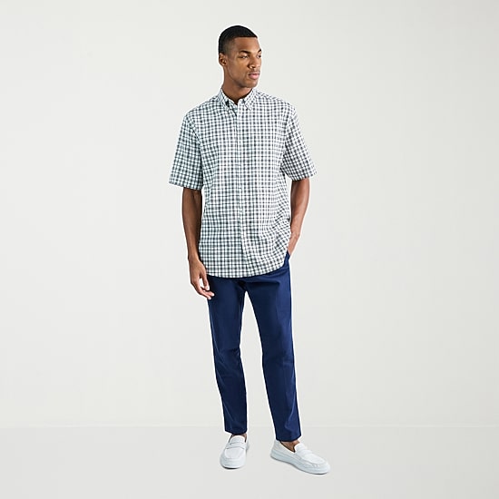 Haggar Life Khaki Mens Short Sleeve Regular Fit Button-Down Shirt