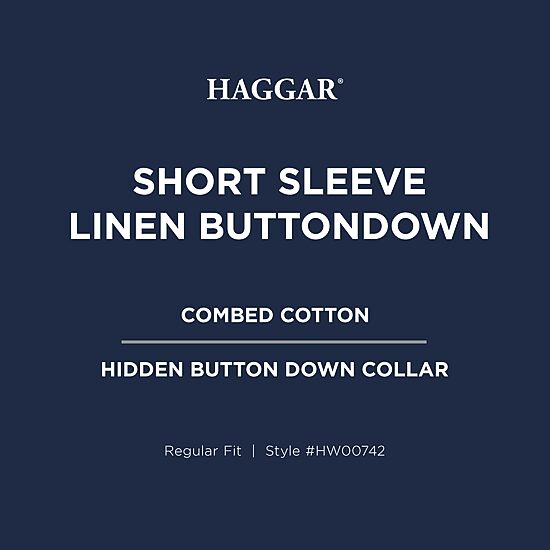 Haggar Life Khaki Mens Short Sleeve Regular Fit Button-Down Shirt