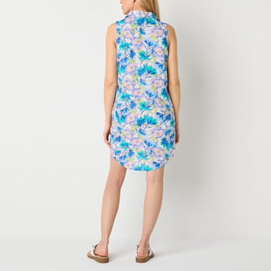 St. John's Bay Womens Sleeveless Floral Shift Dress