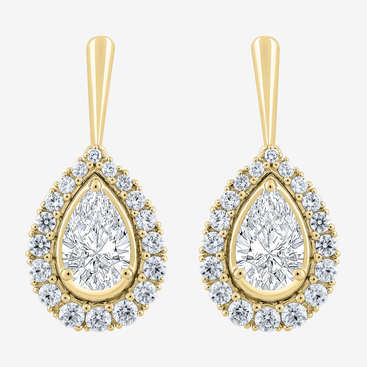 (F / Vs2) Womens 3 CT. T.W. Lab Grown White Diamond 10K Gold Pear Drop Earrings