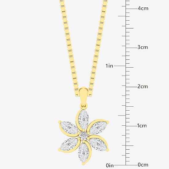Diamond Blossom (F / Vs2) Womens 1 CT. T.W. Lab Grown White Diamond 10K Gold Flower 18 Inch Pendant Necklace
