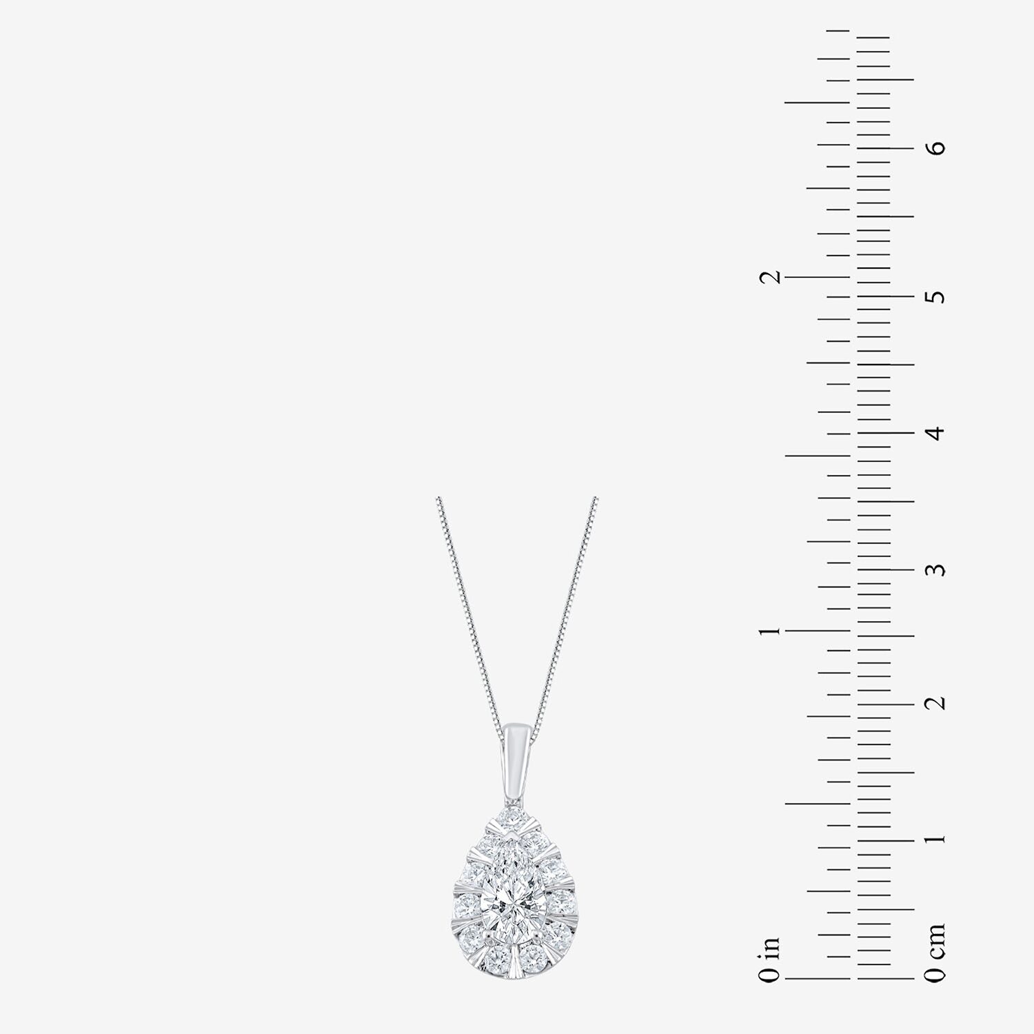 (F / Vs2) Womens 1 CT. T.W. Lab Grown White Diamond 10K Gold Pear 18 Inch Pendant Necklace
