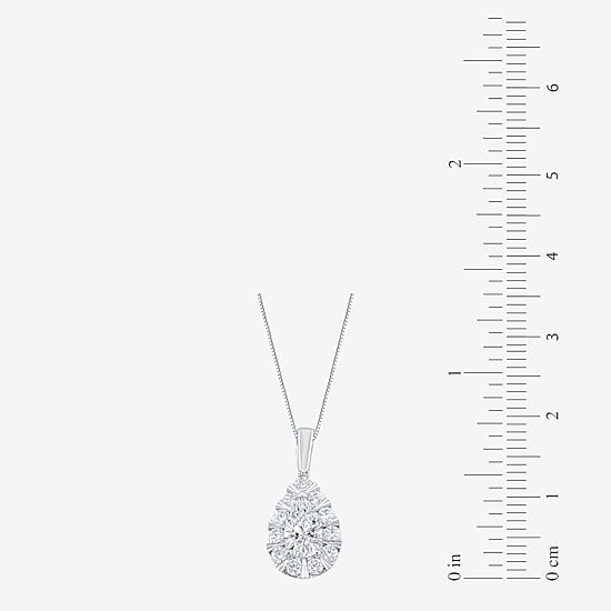 (F / Vs2) Womens 1 CT. T.W. Lab Grown White Diamond 10K Gold Pear 18 Inch Pendant Necklace