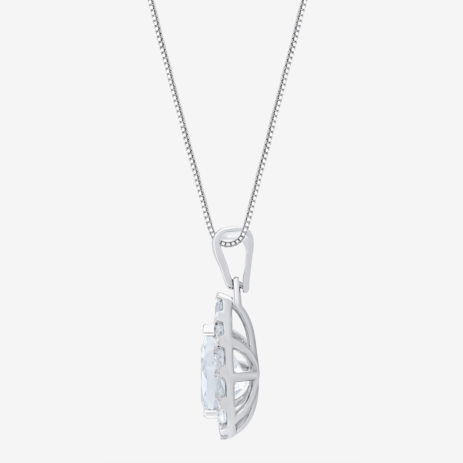 (F / Vs2) Womens 1 CT. T.W. Lab Grown White Diamond 10K Gold Pear 18 Inch Pendant Necklace