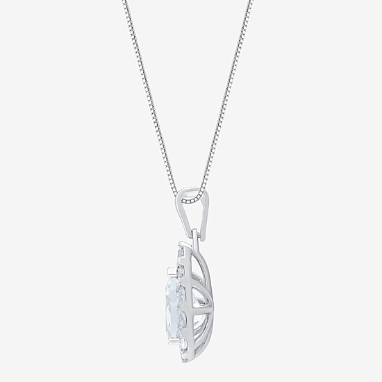 (F / Vs2) Womens 1 CT. T.W. Lab Grown White Diamond 10K Gold Pear 18 Inch Pendant Necklace