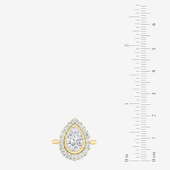 (F / Vs2) Womens 3 CT. T.W. Lab Grown White Diamond 10K Gold Pear Halo Cocktail Ring