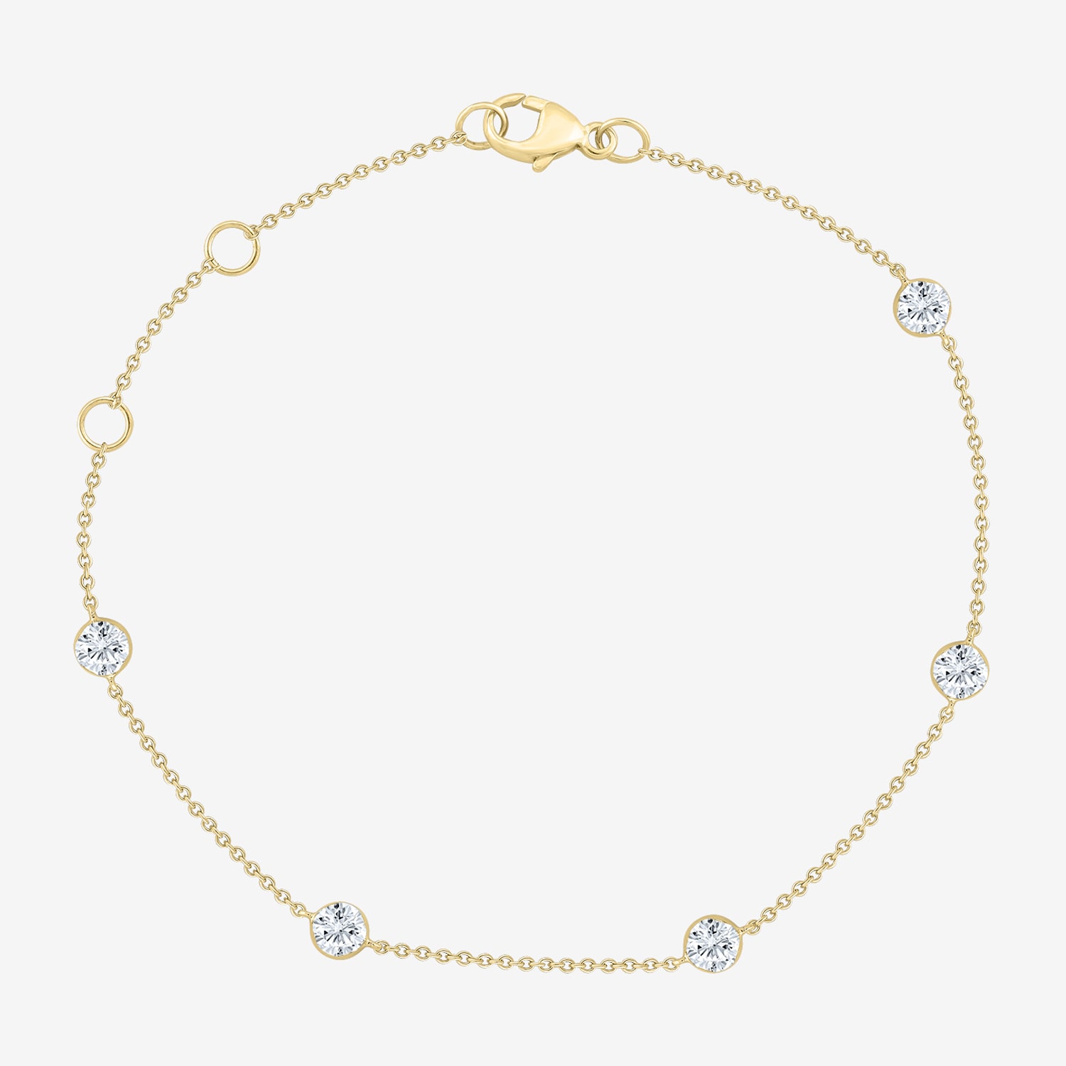 Floating Diamonds (F / Vs2) Womens 14K Gold 7.25 Inch Solid Cable Chain Bracelet