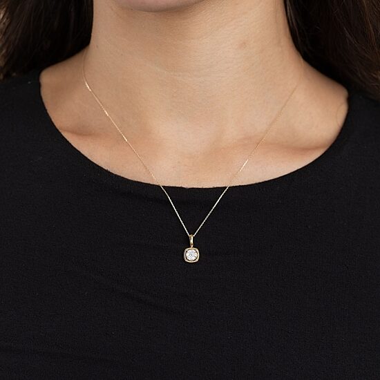Diamond Blossom (G, Si2) Womens 1/5 CT. Lab Grown White Diamond 10K Gold 18 Inch Pendant Necklace