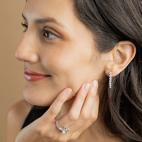 Floating Diamonds (F, Vs2) Womens 1 1/2 CT. T.W. Lab Grown White Diamond 14K Gold Drop Earrings