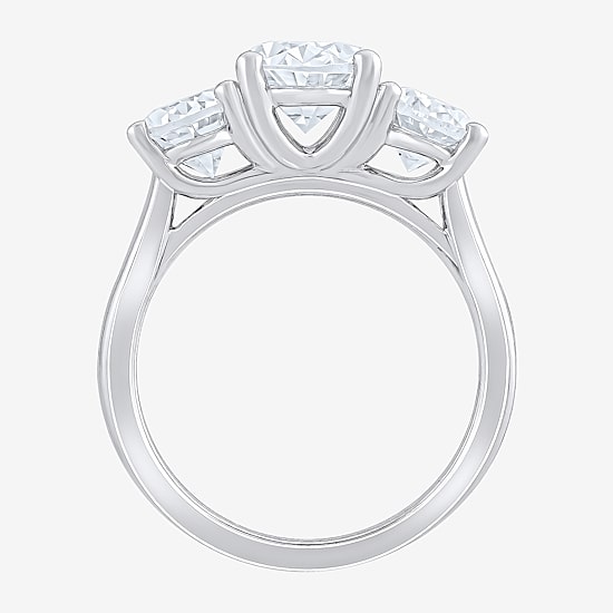 Love Lives Forever (F / Vs2) Womens 4 CT. T.W. Lab Grown White Diamond 10K Gold Oval 3-Stone Engagement Ring