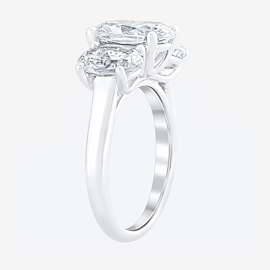 Love Lives Forever (F / Vs2) Womens 4 CT. T.W. Lab Grown White Diamond 10K Gold Oval 3-Stone Engagement Ring