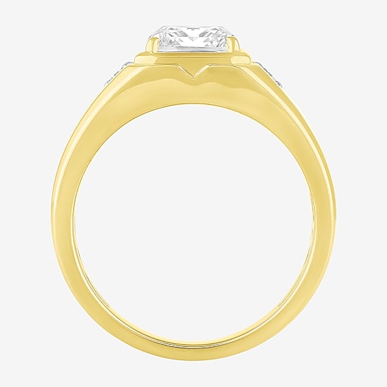 (F / Vs2) Mens 3 1/6 Ct. T.W. Lab Grown White Diamond 10K Gold Rectangular Engagement Ring